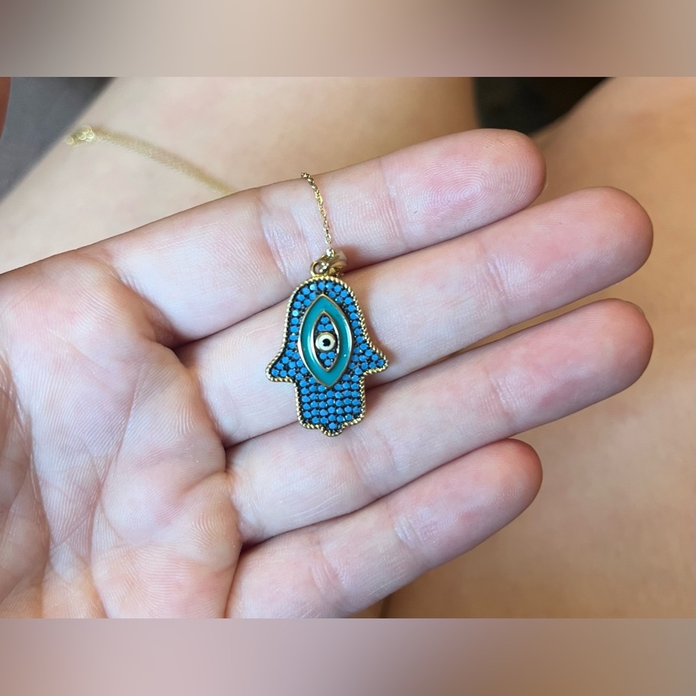 Hamsa Necklace Sterling Silver - image 2